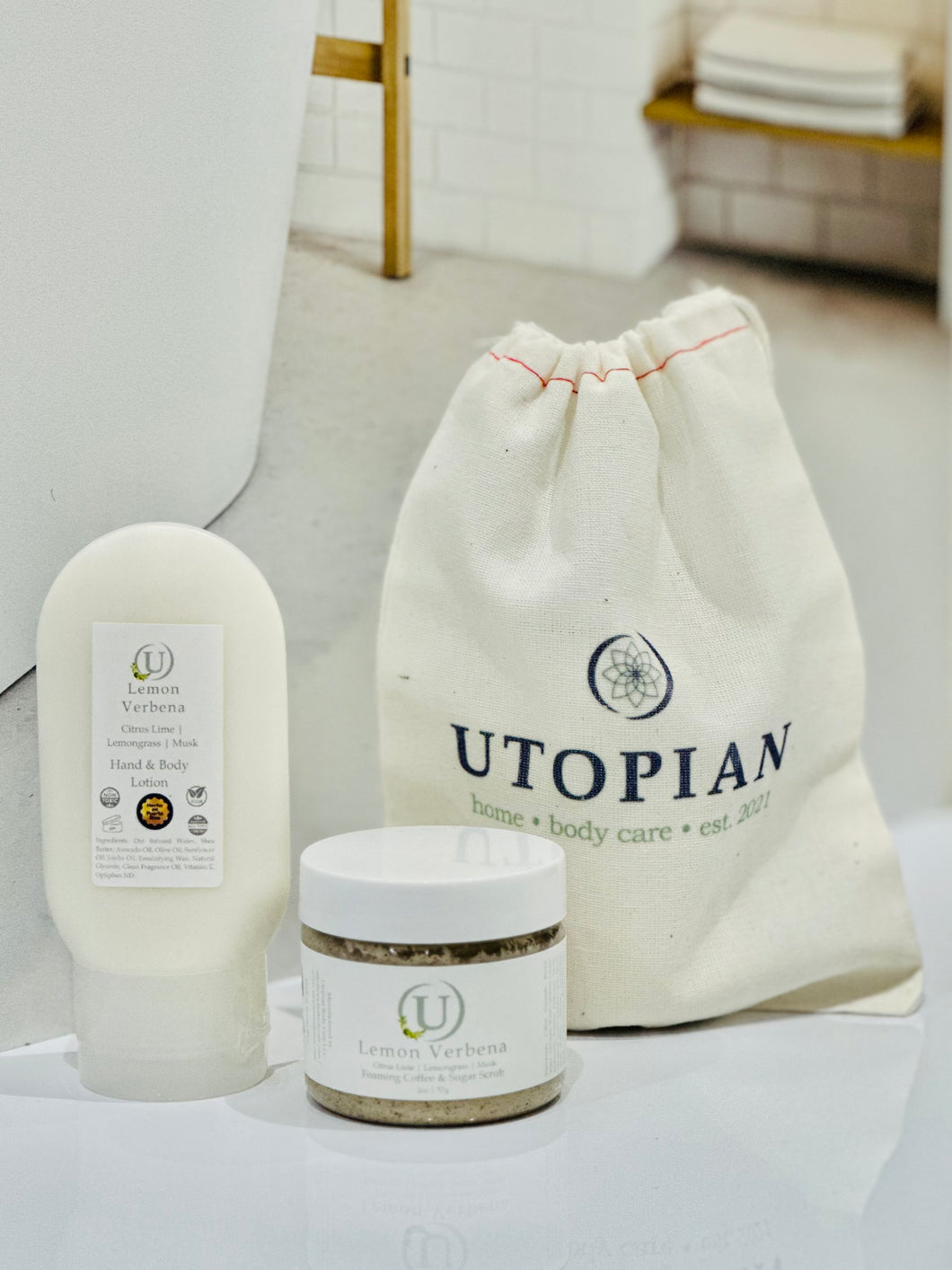 Lemon Verbena Lotion & Foaming Scrub Travel Set